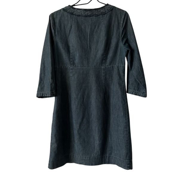 Anthropologie Boden 3/4 Sleeve Denim Dress Lined and Pleated Women's Size 8 - Picture 2 of 5